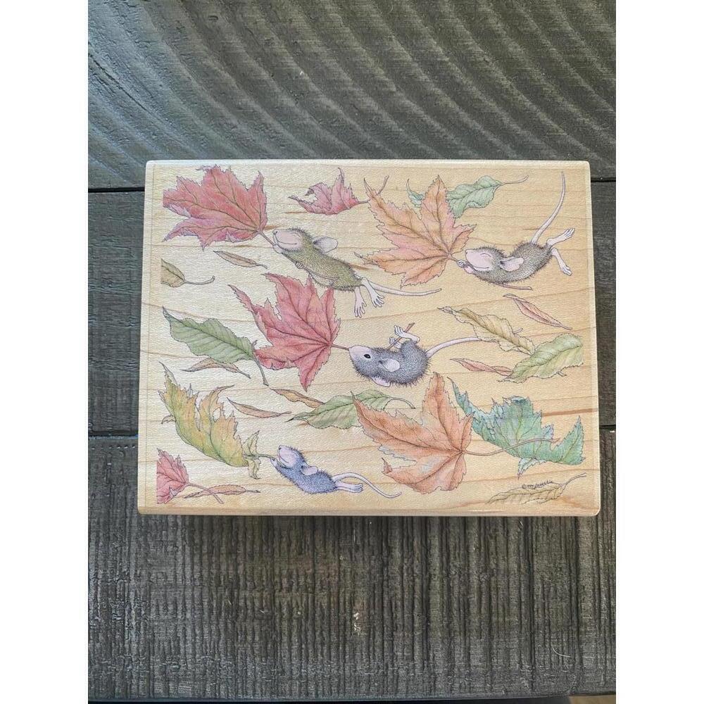 House Mouse Fall Commuters 2003 wood block rubber stamp